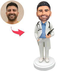 Male Doctor Holding Notebook Custom Bobbleheads