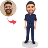 Blue Suit Police Man Custom Bobbleheads Add Text