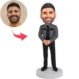 Gray Uniform Police Custom Bobbleheads Add Text