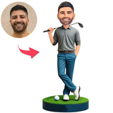 Grey Shirt Golf Player Custom Bobbleheads