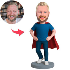Superhero in Cloak with Hands on Hips Custom Bobbleheads