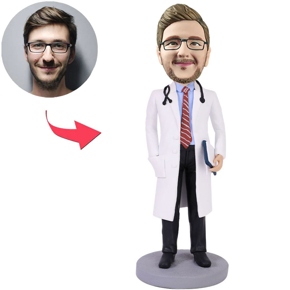 Doctor With Stethoscope Custom Bobbleheads With Engraved Text