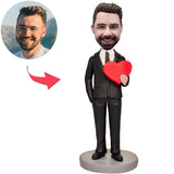 Man Holding A Love Heart Custom Bobbleheads Add Text