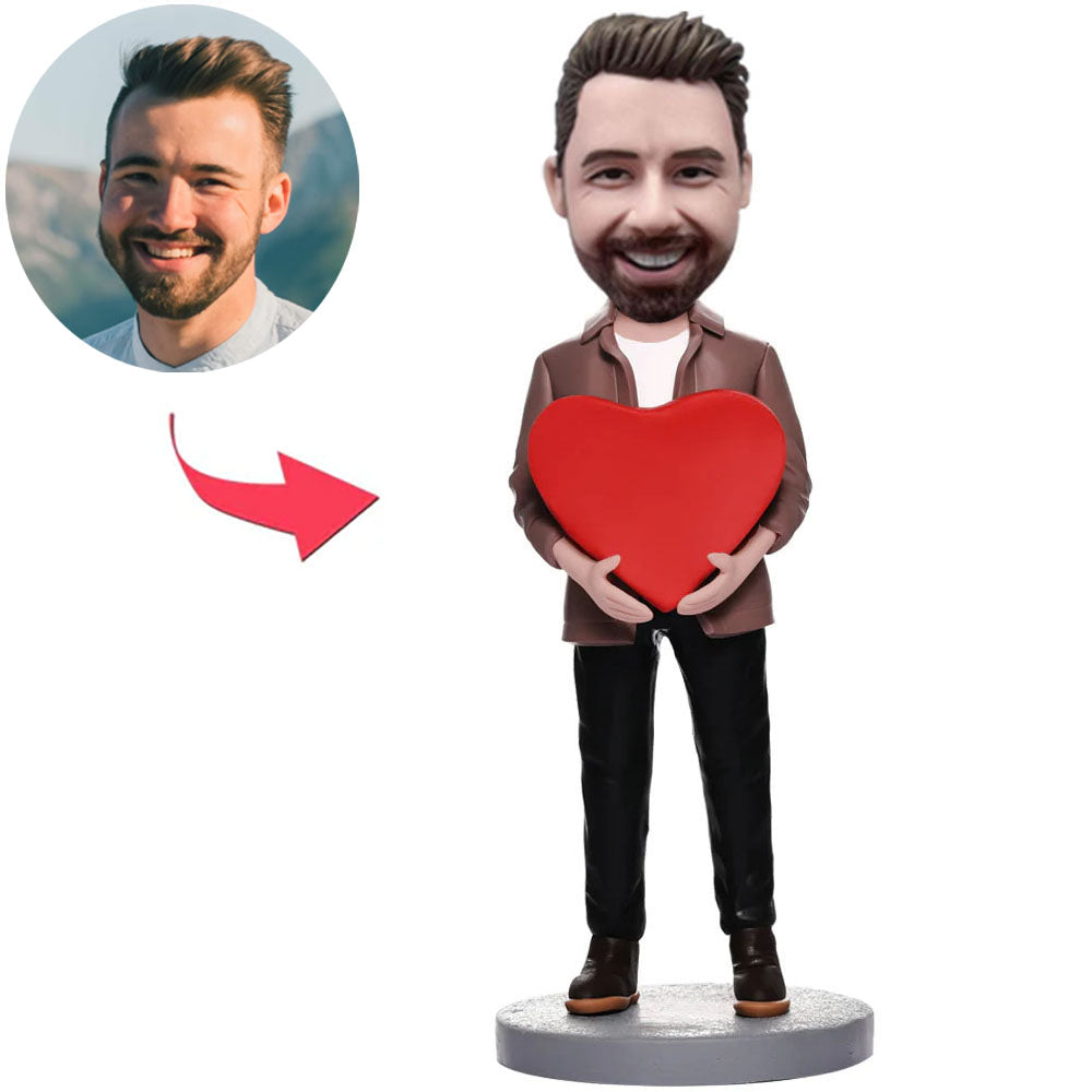 Happy Man With Heart Custom Bobbleheads Add Text