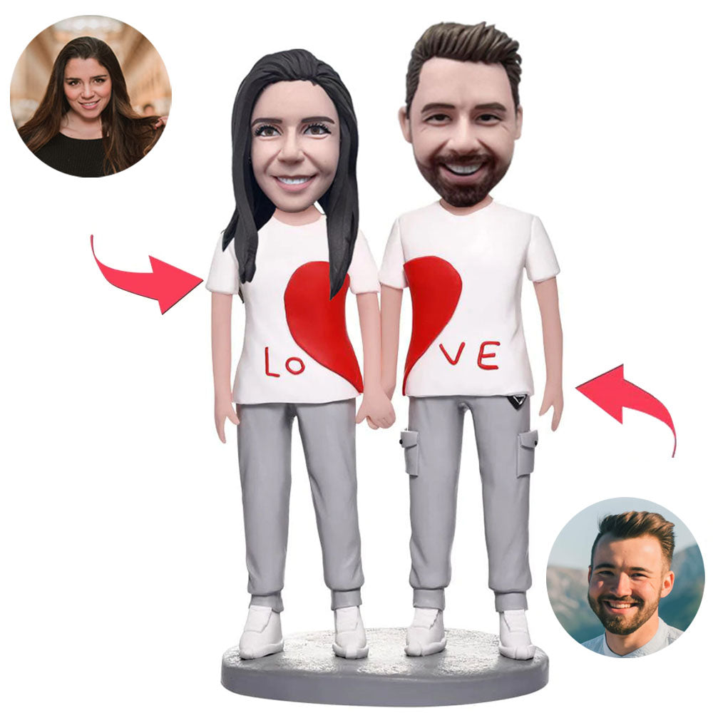 LOVE Clothes Couple Custom Bobbleheads Add Text