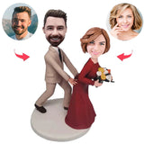 Touch Butt Couple Custom Bobblehead With Engraved Text