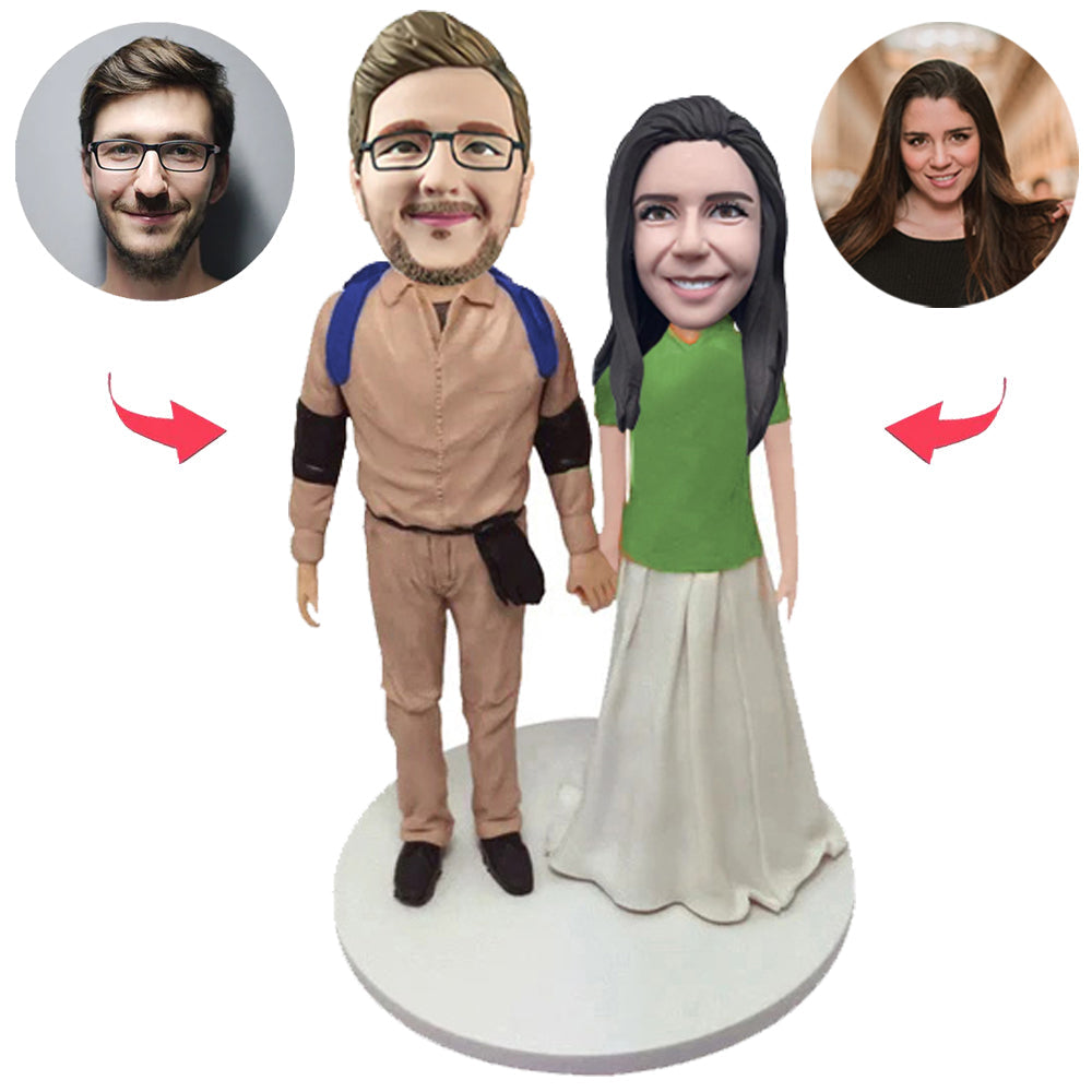 Couple Holding Hands Custom Bobblehead With Engraved Text