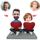 Heart Happy Couple Custom Bobblehead With Engraved Text