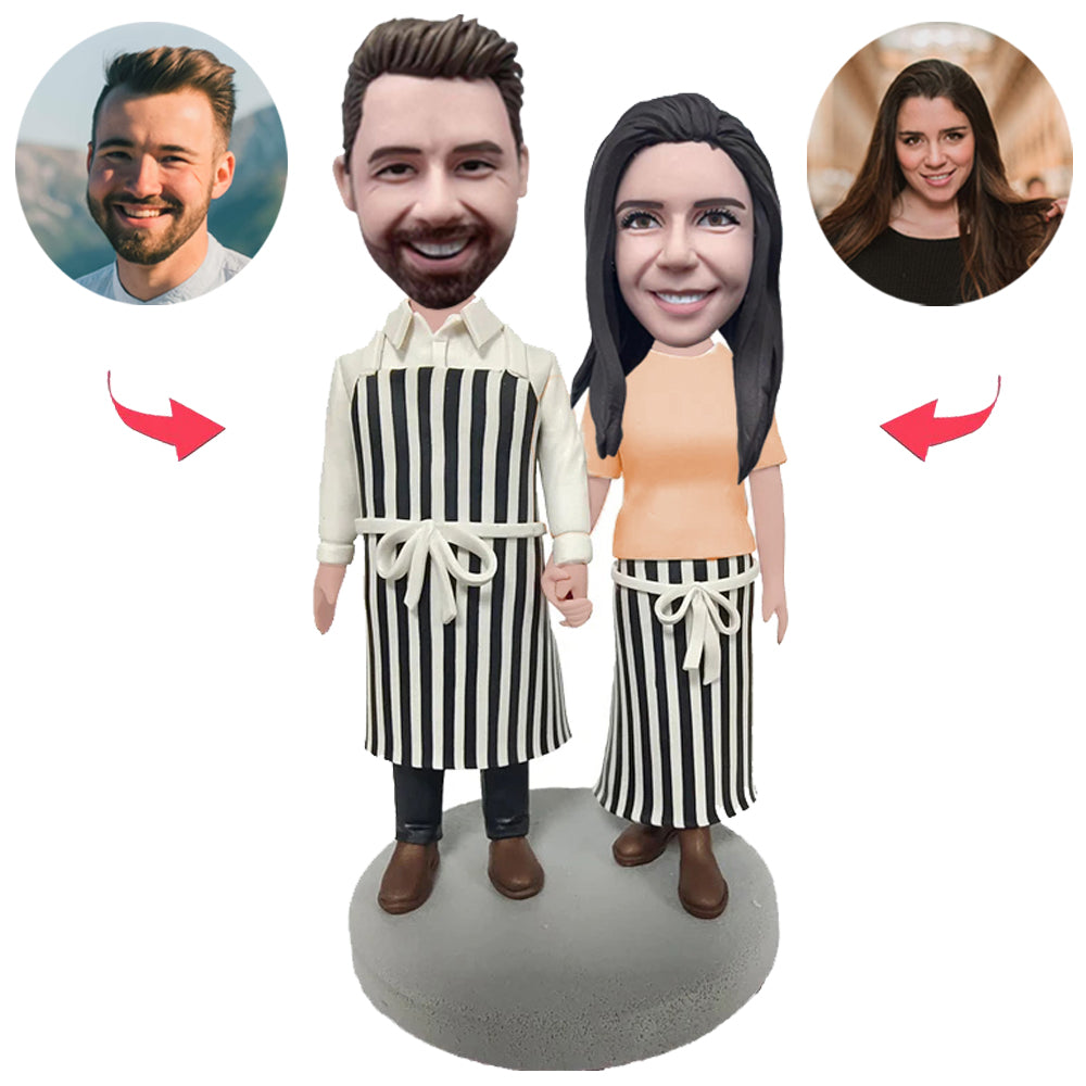 Chef Couple Custom Bobblehead With Engraved Text