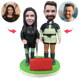 Mountain Climbing Couple Custom Bobblehead With Engraved Text