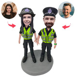 Couple Police Custom Bobblehead With Engraved Text