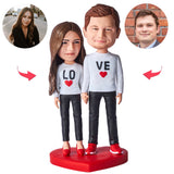 Love Heart Happy Couple Custom Bobbleheads Add Text
