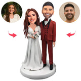 Wedding Clothing Couple Custom Bobblehead With Engraved Text