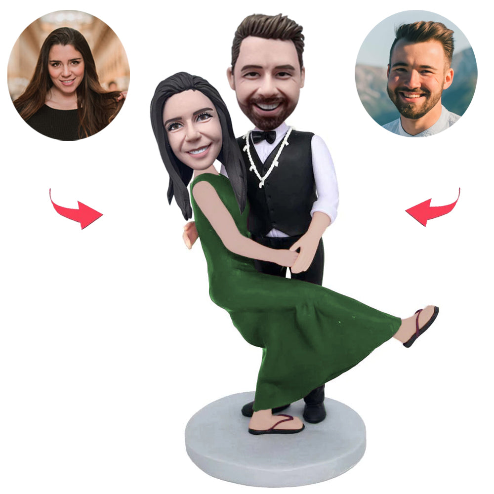 Dance Happy Couple Custom Bobblehead With Engraved Text