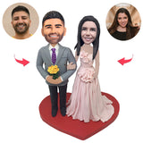 Wedding Man Holding Flowers Couple Custom Bobblehead With Engraved Text