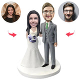 Wedding Happy Couple Custom Bobblehead With Engraved Text