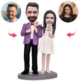I Love Her/Him Couple Custom Bobblehead With Engraved Text