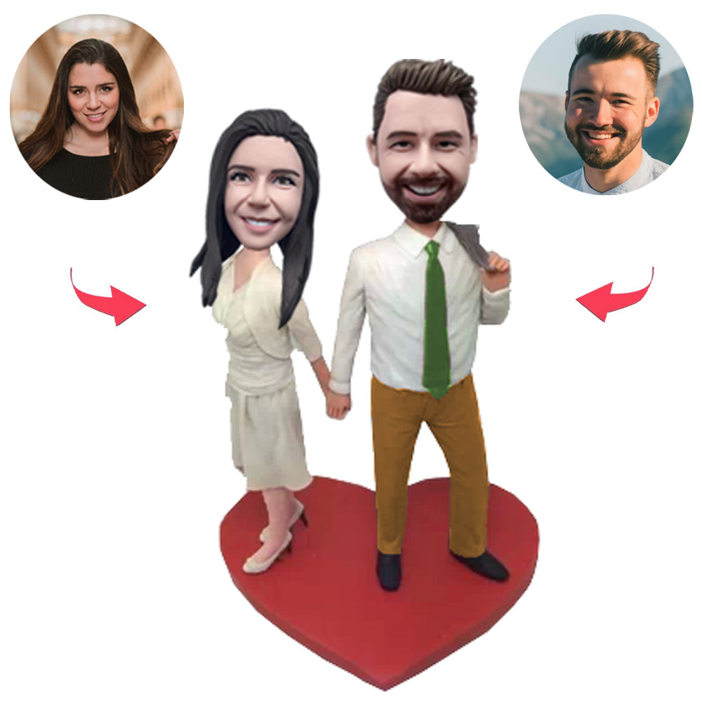 Business Happy Couple Custom Bobblehead With Engraved Text