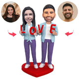 LOVE Couple Custom Bobblehead With Engraved Text