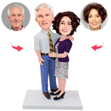 Business Old Couple Custom Bobbleheads With Engraved Text