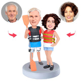 Holding Paddle Board Old Couple Custom Bobbleheads With Engraved Text