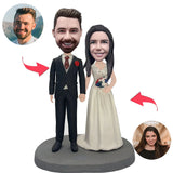 Wearing Wedding Dress Wedding Couple Custom Bobblehead With Engraved Text