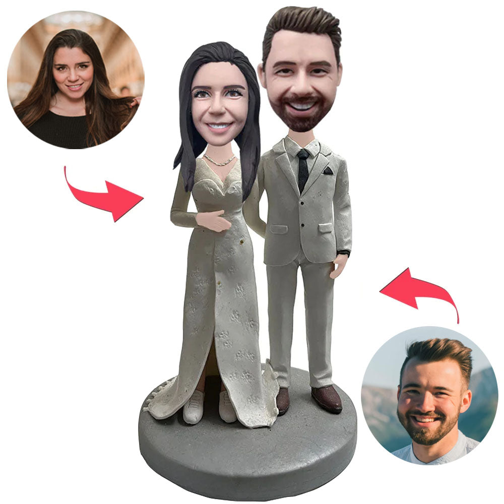 Married Couple Wedding Couple Custom Bobblehead With Engraved Text