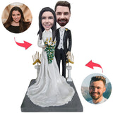Wedding Ceremony Couple Custom Bobblehead With Engraved Text