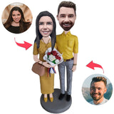 Formal Dressed Couple Custom Bobblehead With Engraved Text