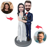 Couple Holding Flowers Custom Bobblehead With Engraved Text