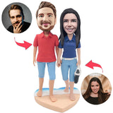 Couple Standing on the Beach Custom Bobbleheads Add Text