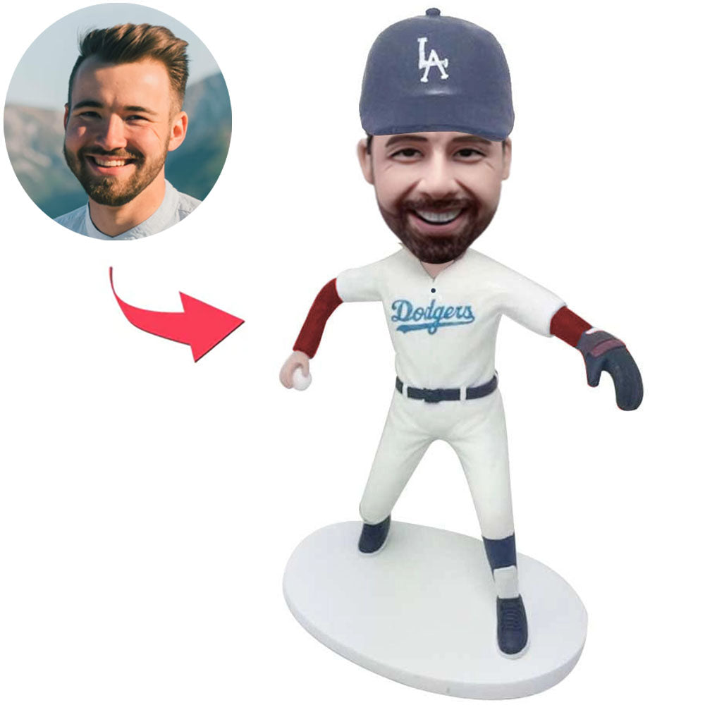 Dodgers Baseball Player Serving Action Custom Bobbleheads Add Text
