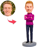 Purple Clothes Modern Man Custom Bobbleheads With Engraved Text