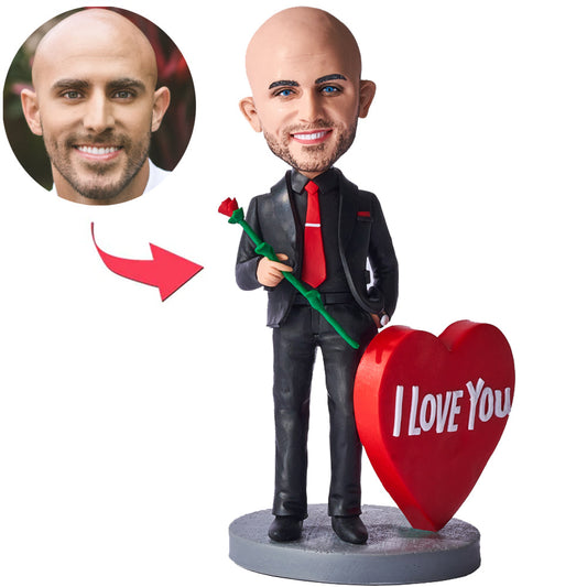 I Love You Heart Cool Man Custom Bobbleheads