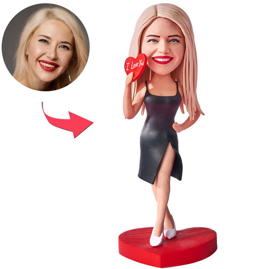 I Love You Heart Woman Custom Bobbleheads