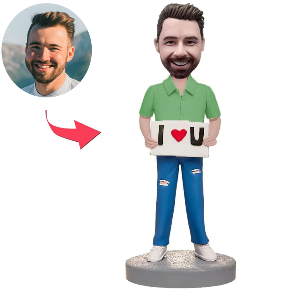 Hold Up Sign I Love You Man Custom Bobbleheads Add Text