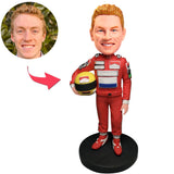 Red Suit Racer Custom Bobbleheads Add Text