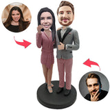 Business Couple Custom Bobblehead With Engraved Text