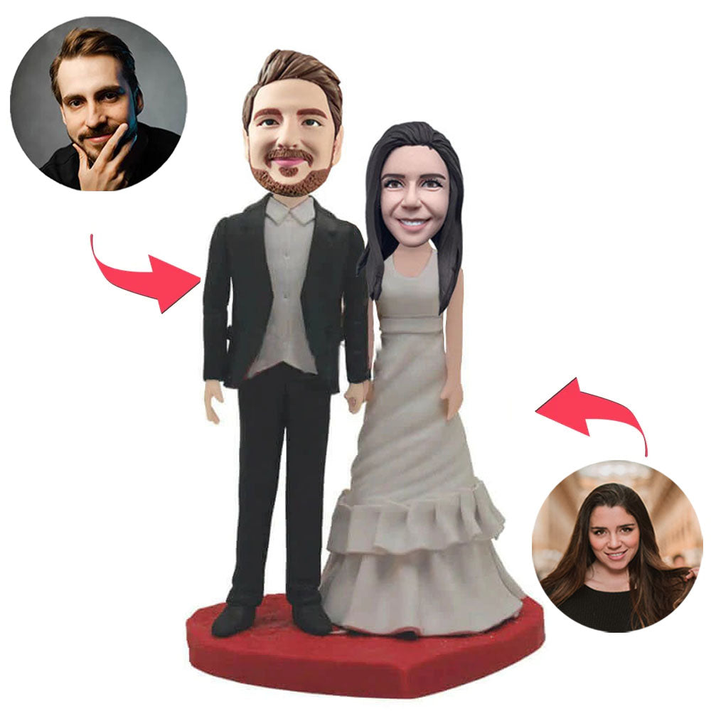 Happy Love Couple Custom Bobblehead With Engraved Text