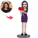 Woman Holding Heart While Wearing Chain Custom Bobbleheads Add Text