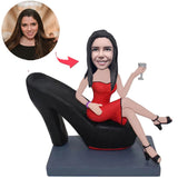 Woman Sitting on High Heels Custom Bobbleheads Add Text