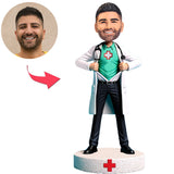 Super Doctor With Red Cross Custom Bobbleheads Add Text