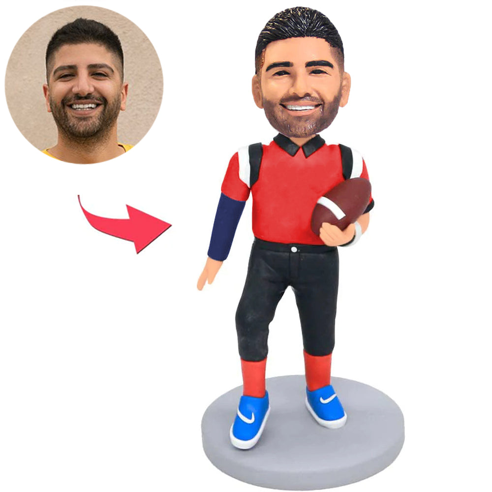Happy Football Player Custom Bobbleheads