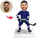 Player Holding Hockey Stick Custom Bobbleheads Add Text