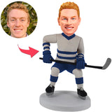 Hockey Player Wearing Uniform Custom Bobbleheads Add Text