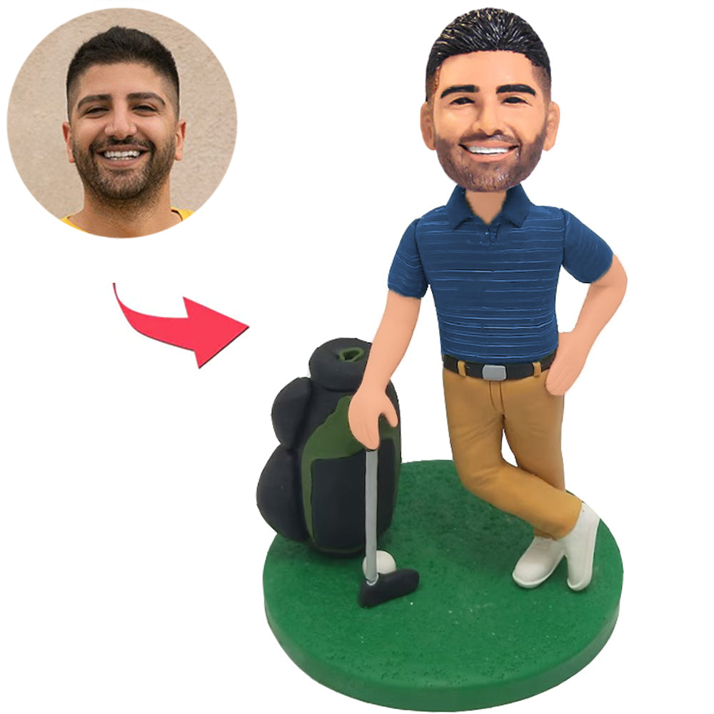 Golf Player And Equipment Custom Bobbleheads Add Text