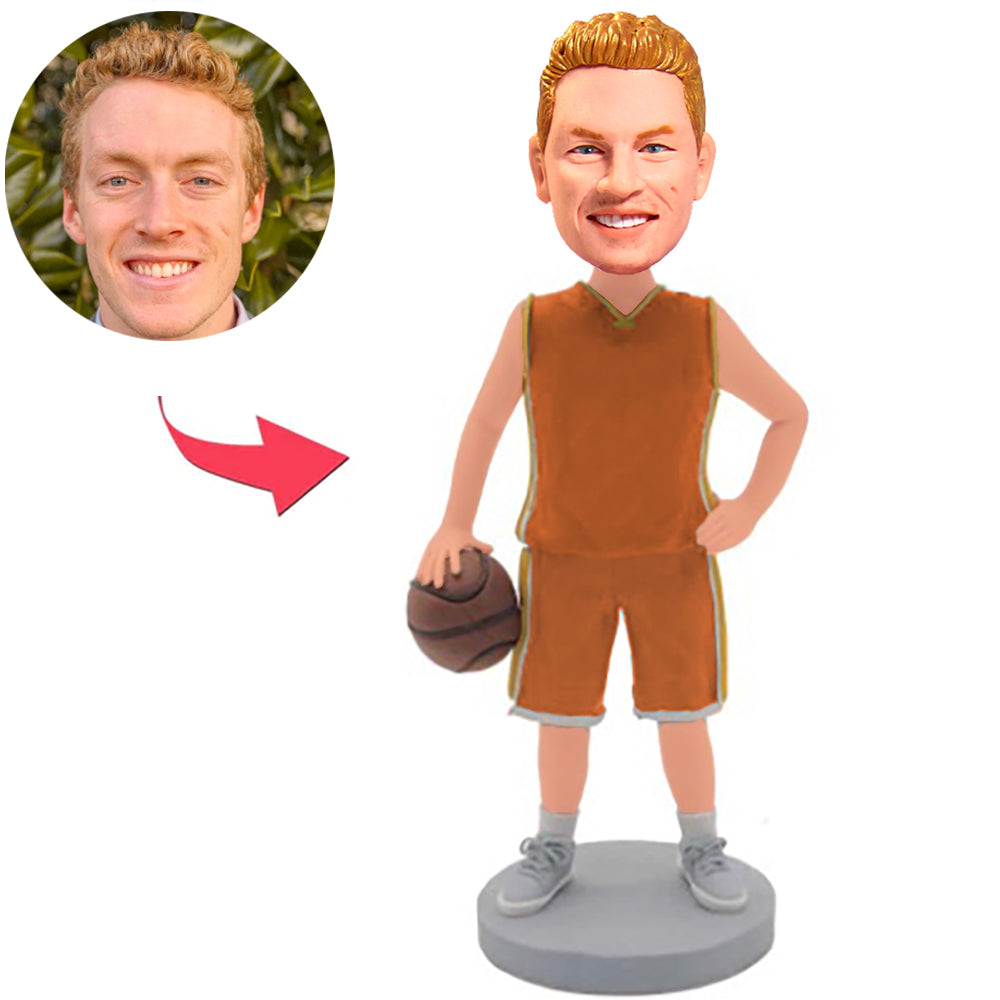 Brown Suit Basketball Player Custom Bobbleheads Add Text