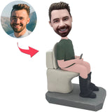 Man Sitting on Toilet Custom Bobbleheads With Engraved Text