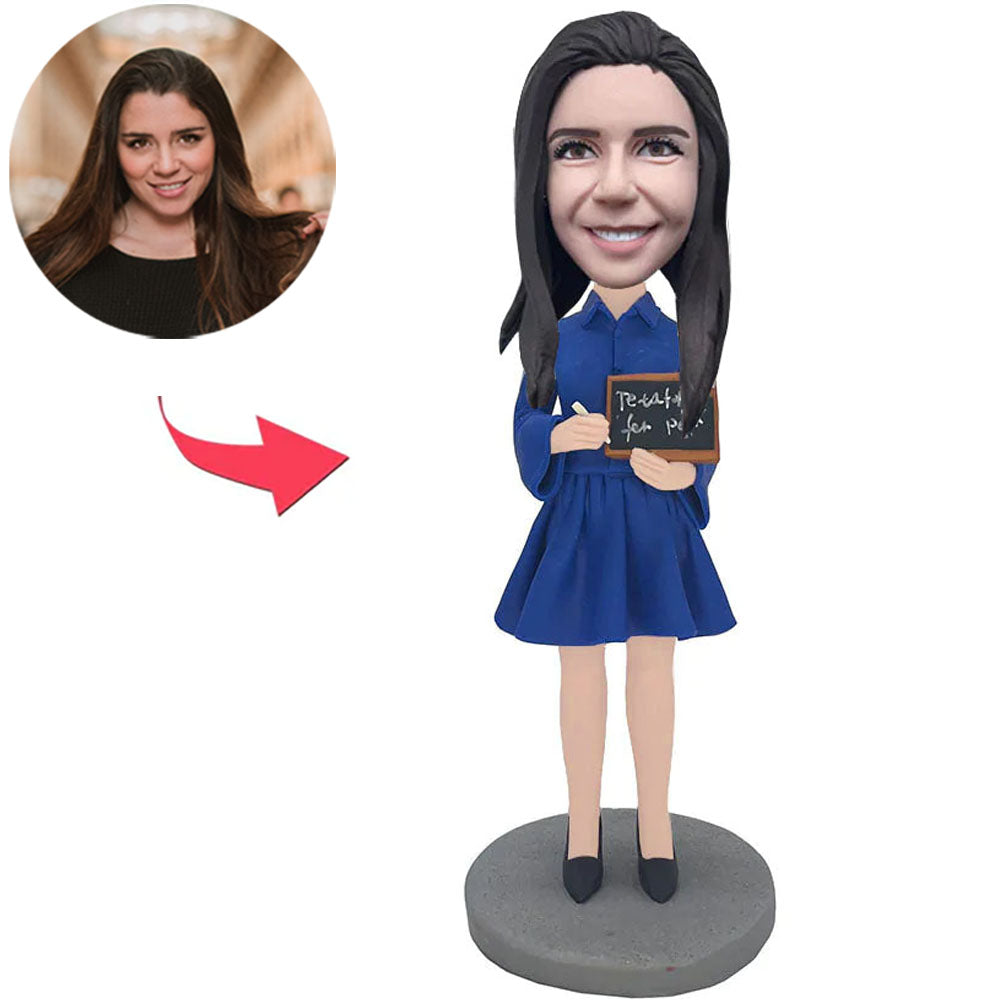 Teacher of The Year Custom Bobbleheads With Engraved Text