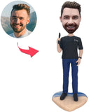 Man Standing On The Beach Custom Bobbleheads With Engraved Text